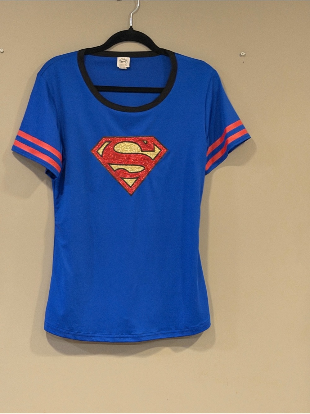 DC Superman Blue Graphic Tee with Red & Gold Logo - Women's Top